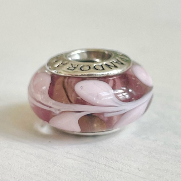 Pandora Retired Pink Swirly Swirl / Swirls Murano Glass Charm - Picture 3 of 6